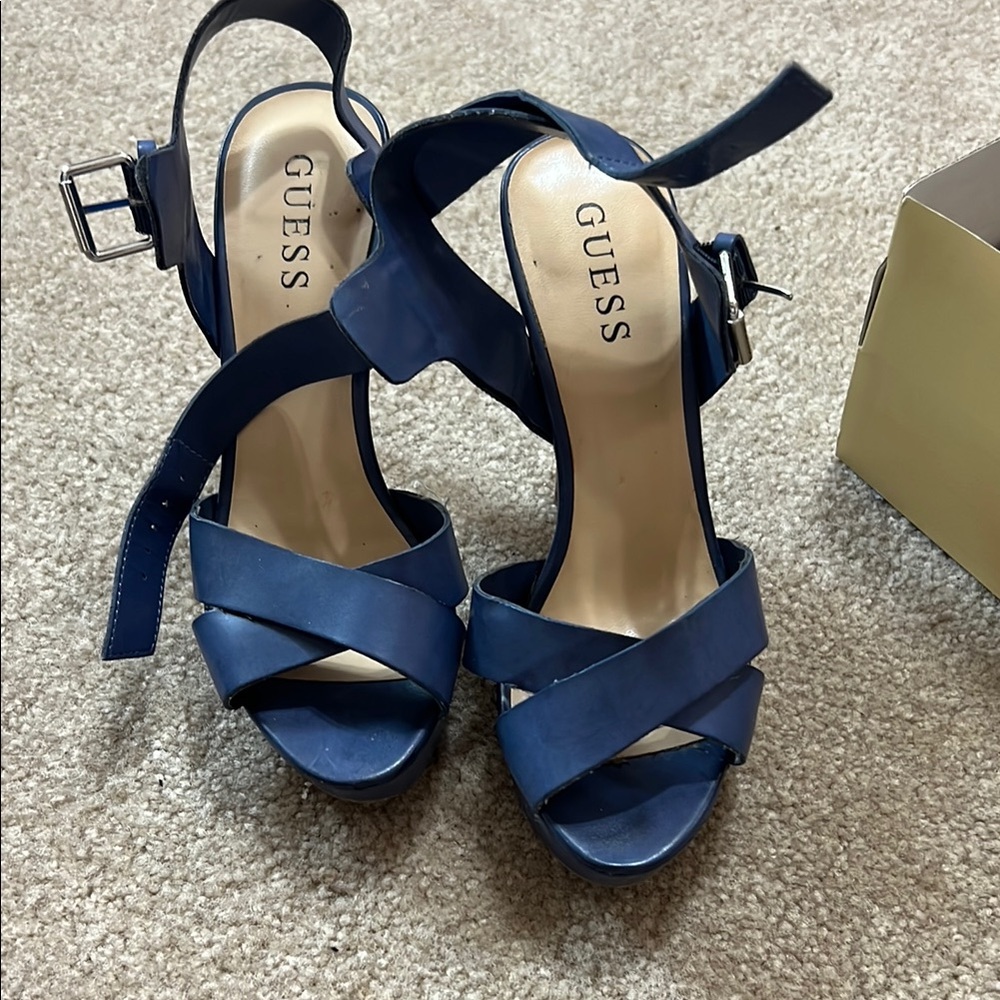 Guess Blue High Heel Satin Heels. Perfect for you next Party